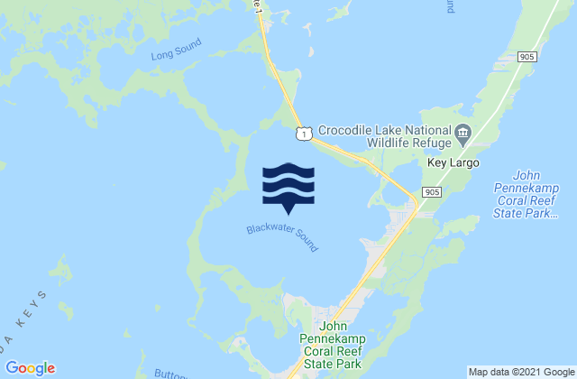 Mappa delle Getijden in Blackwater Sound, United States