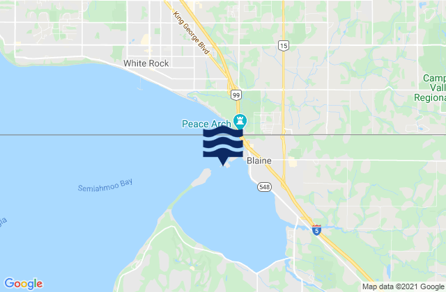 Mappa delle Getijden in Blaine Drayton Harbor, Canada