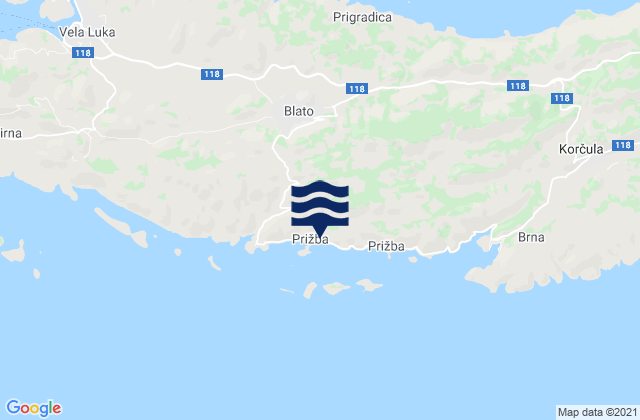 Mappa delle Getijden in Blato, Croatia