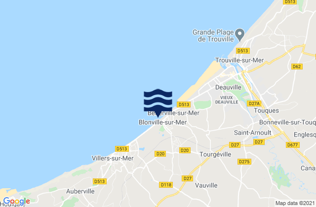 Mappa delle Getijden in Blonville-sur-Mer, France