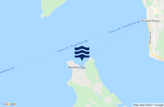 Mappa delle Getijden in Blubber Bay (Powell River Approaches), Canada