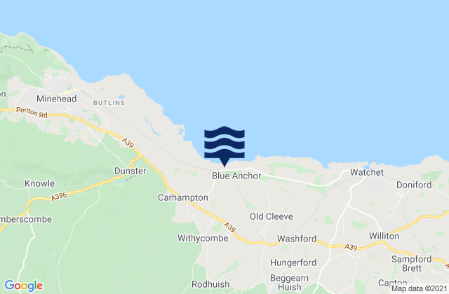 Mappa delle Getijden in Blue Anchor Beach, United Kingdom