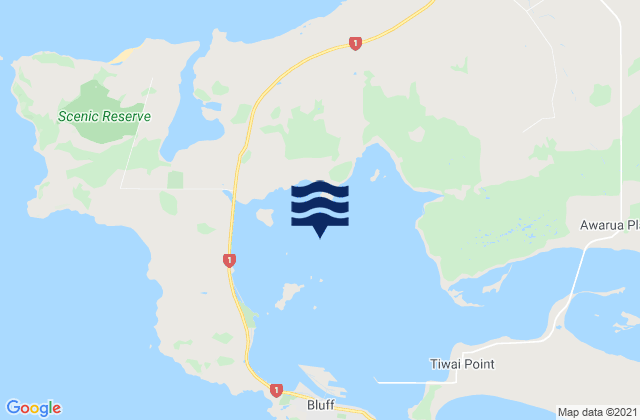 Mappa delle Getijden in Bluff Harbour, New Zealand