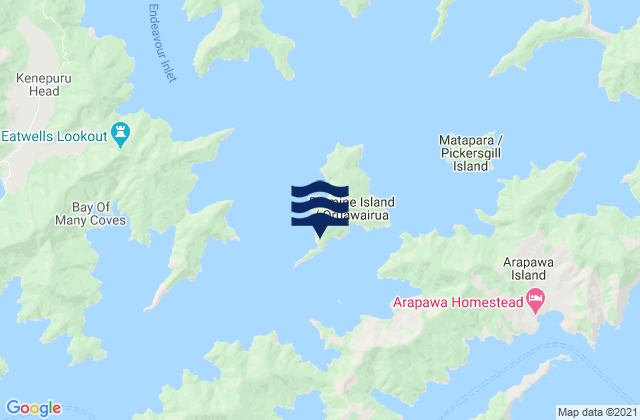 Mappa delle Getijden in Blumine Island, New Zealand