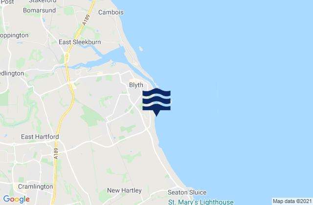 Mappa delle Getijden in Blyth Beach, United Kingdom