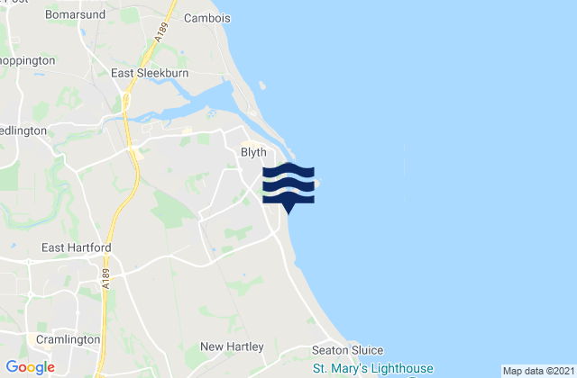 Mappa delle Getijden in Blyth South Beach, United Kingdom