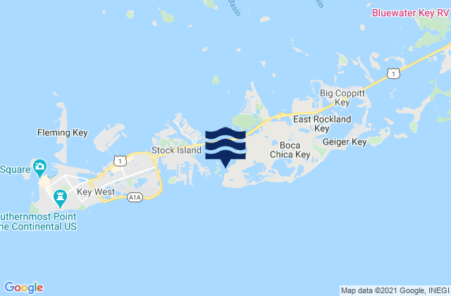 Mappa delle Getijden in Boca Chica Key Southwest End, United States