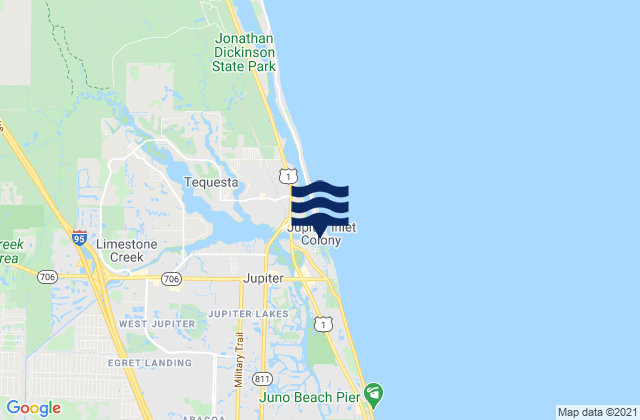 Mappa delle Getijden in Boca Inlet, United States
