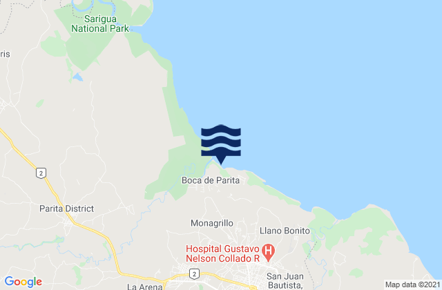 Mappa delle Getijden in Boca de Parita, Panama