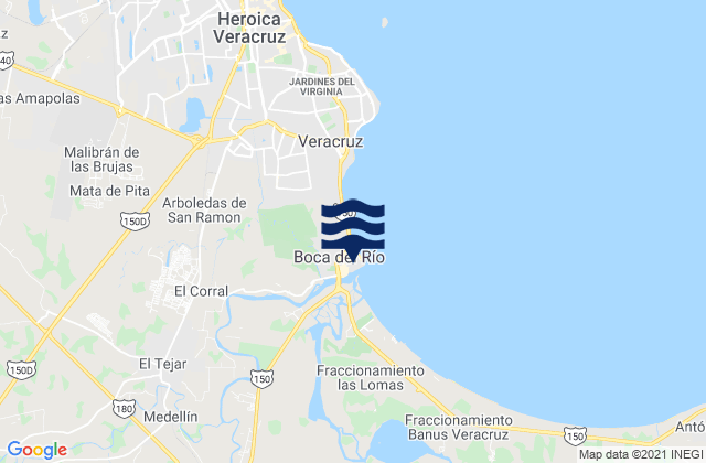 Mappa delle Getijden in Boca del Rio, Mexico