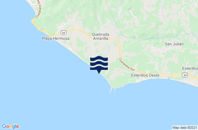 Mappa delle Getijden in Boca del Río Tusubres, Costa Rica