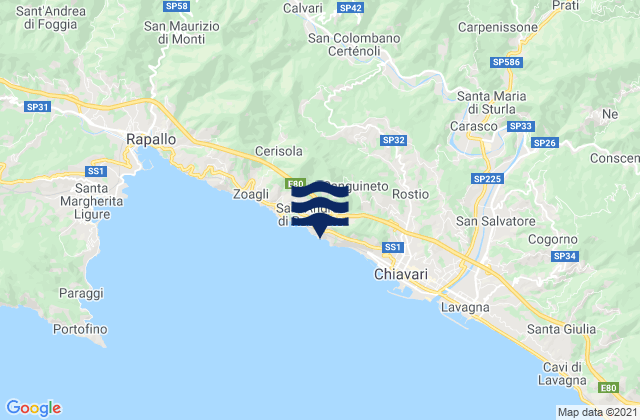 Mappa delle Getijden in Bocco, Italy