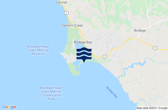 Mappa delle Getijden in Bodega Bay, United States