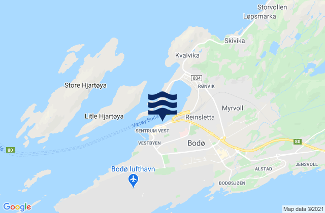 Mappa delle Getijden in Bodø, Norway