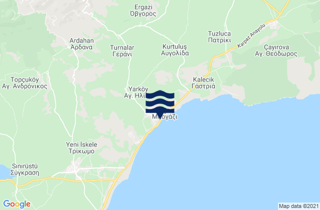 Mappa delle Getijden in Bogázi, Cyprus