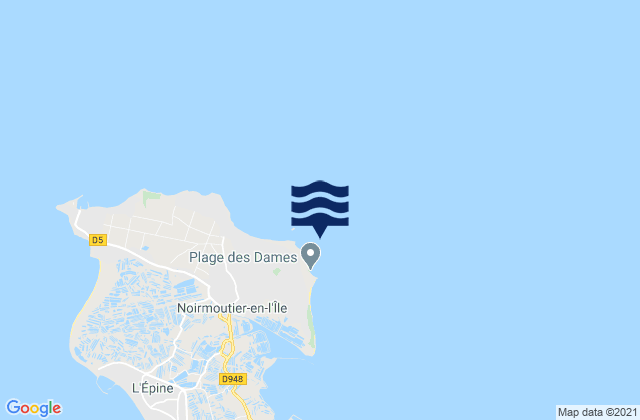 Mappa delle Getijden in Bois de la Chaise Noirmoutier Island, France