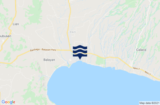 Mappa delle Getijden in Bolboc, Philippines