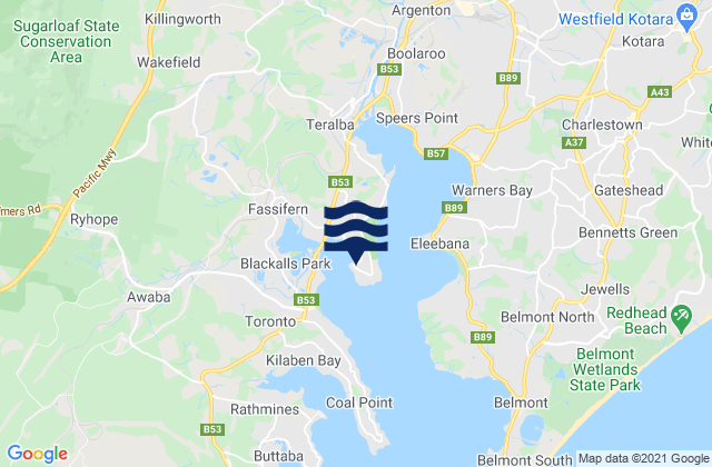 Mappa delle Getijden in Bolton Point, Australia