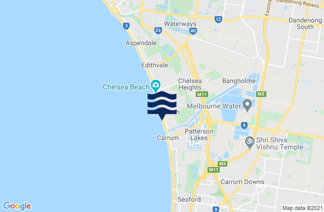 Mappa delle Getijden in Bonbeach, Australia