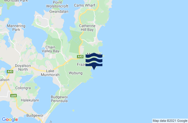 Mappa delle Getijden in Bongon Beach, Australia