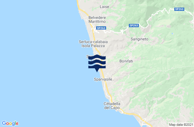 Mappa delle Getijden in Bonifati, Italy