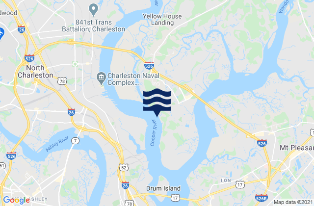 Mappa delle Getijden in Bonneau Ferry (East Branch), United States