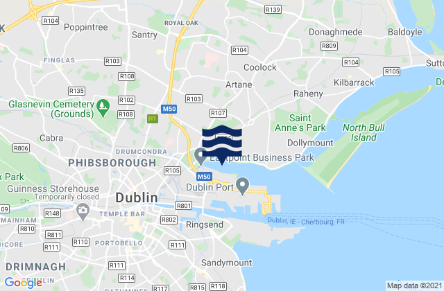 Mappa delle Getijden in Bonnybrook, Ireland
