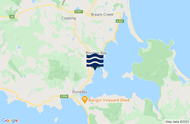 Mappa delle Getijden in Boomer Bay, Australia