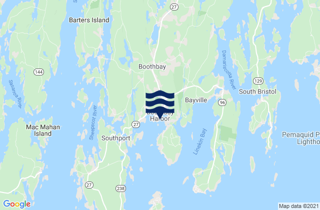 Mappa delle Getijden in Boothbay Harbor, United States