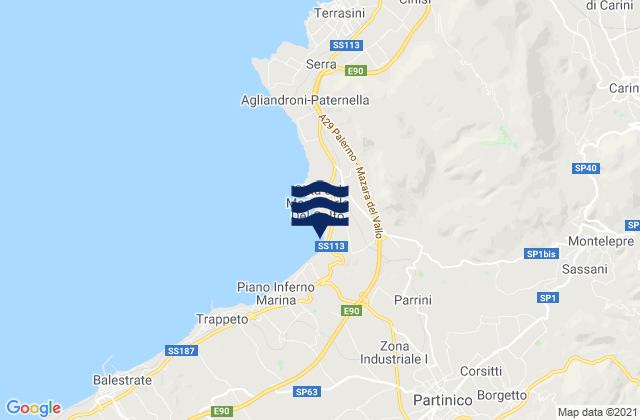 Mappa delle Getijden in Borgetto, Italy