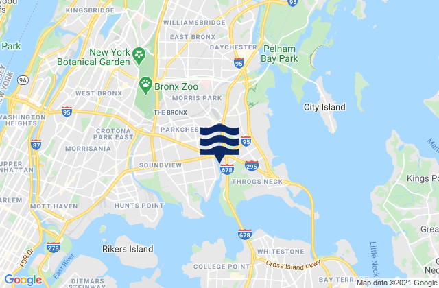 Mappa delle Getijden in Borough of Bronx, United States