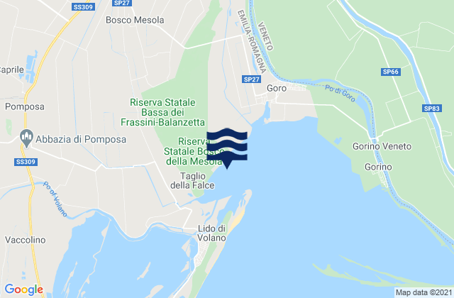 Mappa delle Getijden in Bosco Mesola, Italy
