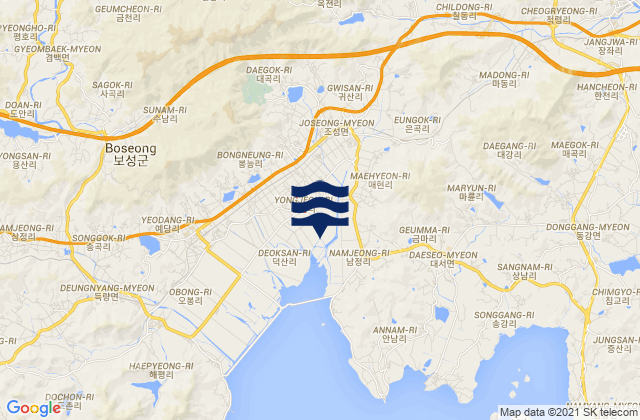 Mappa delle Getijden in Boseong-gun, South Korea