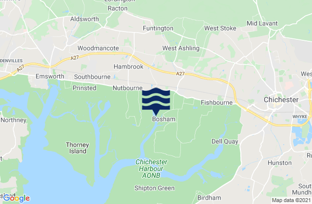 Mappa delle Getijden in Bosham Harbour Beach, United Kingdom