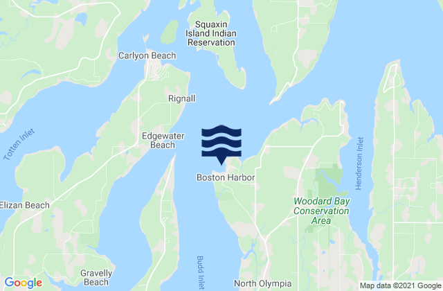 Mappa delle Getijden in Boston Harbor (Budd Inlet), United States