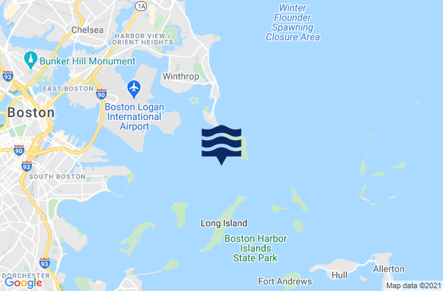 Mappa delle Getijden in Boston Harbor, United States