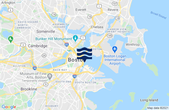 Mappa delle Getijden in Boston, United States