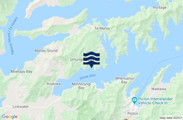 Mappa delle Getijden in Bottle Bay, New Zealand