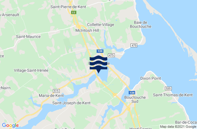 Mappa delle Getijden in Bouctouche, Canada