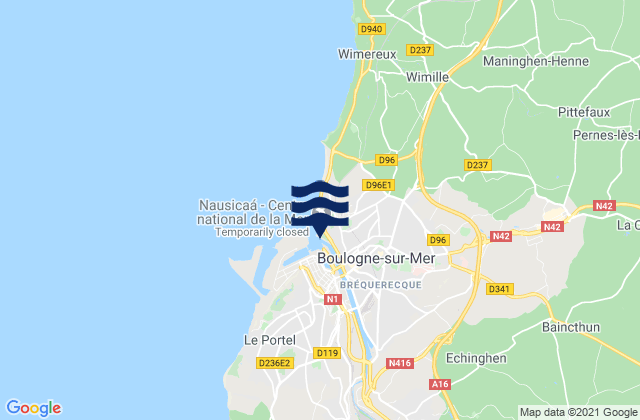 Mappa delle Getijden in Boulogne-sur-Mer, France