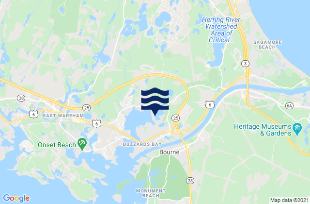Mappa delle Getijden in Bourne (Cape Cod Canal sta. 320), United States