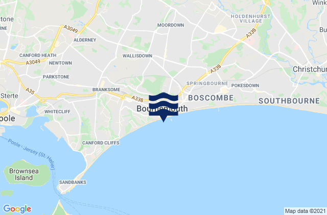 Mappa delle Getijden in Bournemouth, United Kingdom
