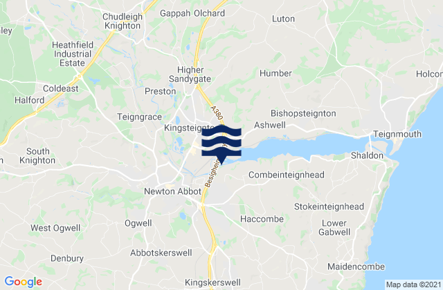 Mappa delle Getijden in Bovey Tracey, United Kingdom