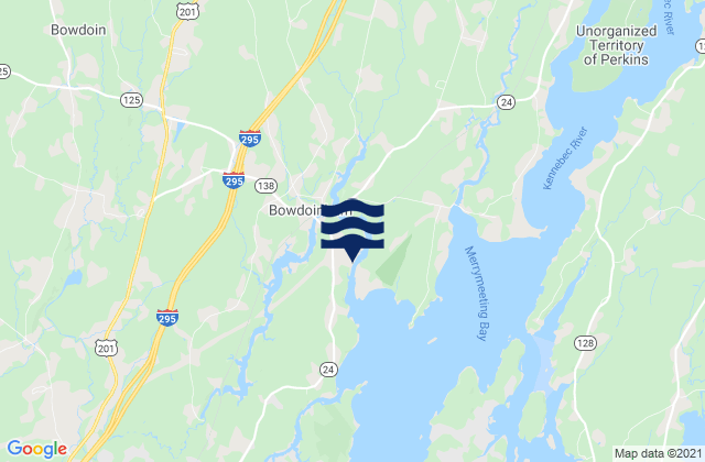 Mappa delle Getijden in Bowdoinham (Cathance River), United States