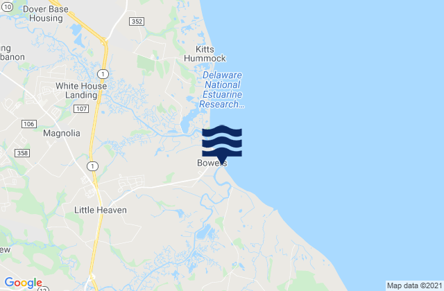 Mappa delle Getijden in Bowers Beach, United States