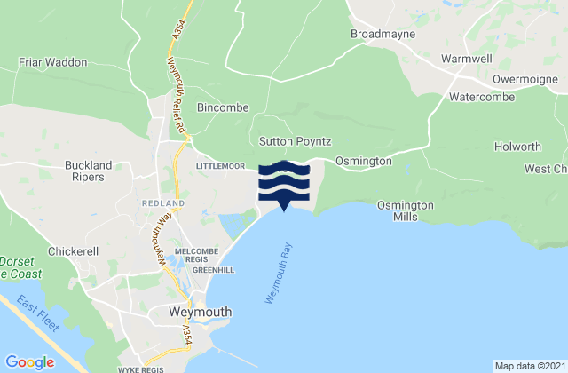 Mappa delle Getijden in Bowleaze Cove Beach, United Kingdom