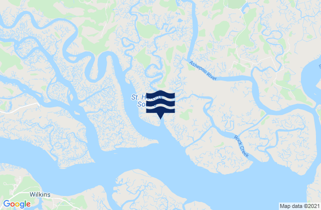 Mappa delle Getijden in Bowles Island (New Chehaw River), United States