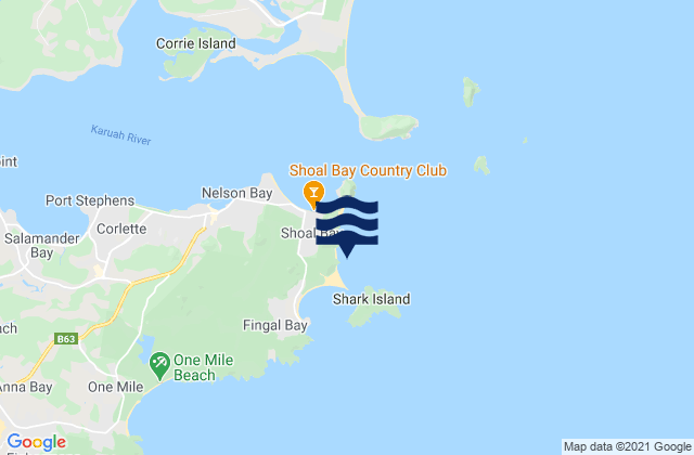 Mappa delle Getijden in Box Beach, Australia