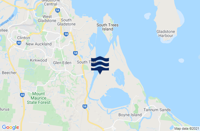 Mappa delle Getijden in Boyne Island, Australia