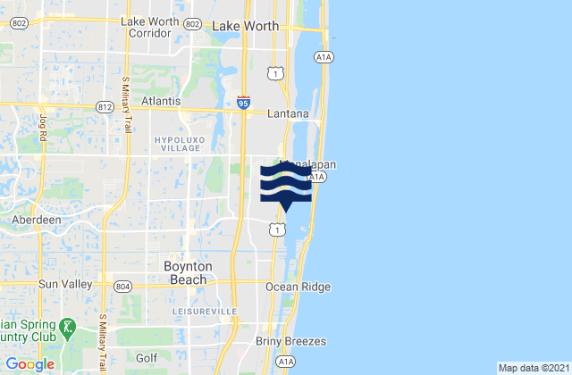 Mappa delle Getijden in Boynton Tortuga Beach, United States